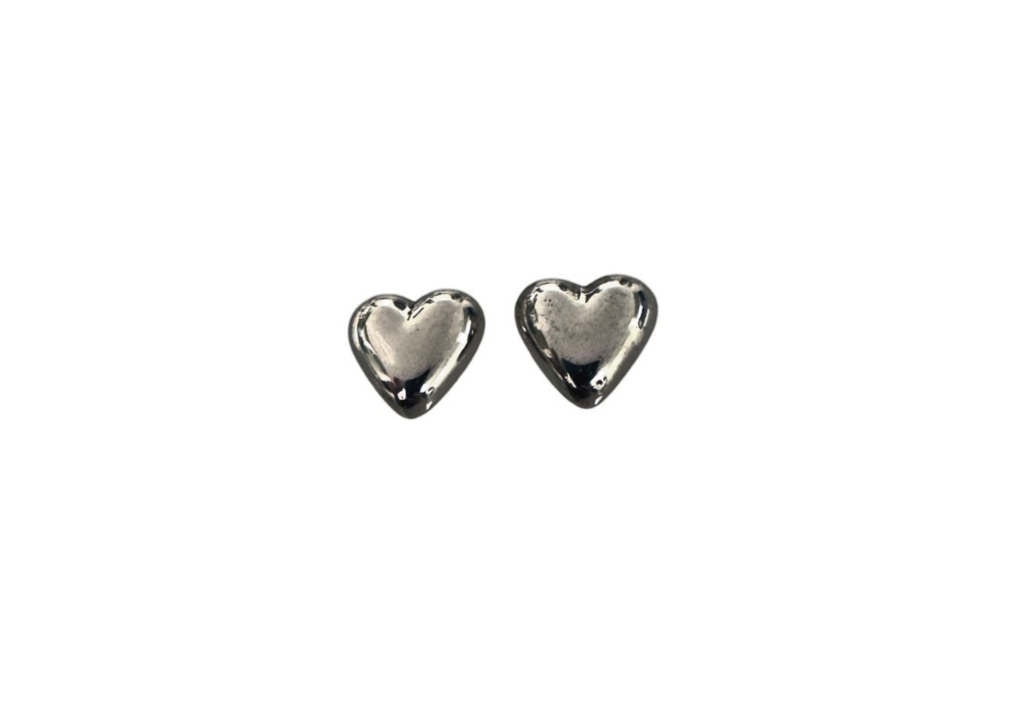 Tiffany & Co. Sterling Silver Mexico Puffed Heart Stud Earrings