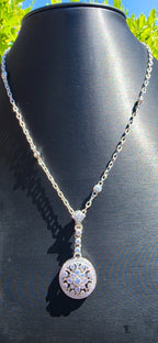 Judith Ripka 925 Sterling Silver CZ Medallion Pendant Necklace 21"