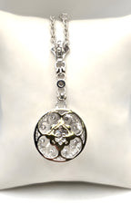 Judith Ripka 925 Sterling Silver CZ Medallion Pendant Necklace 21"