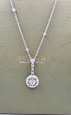 Judith Ripka 925 Sterling Silver CZ Medallion Pendant Necklace 21"
