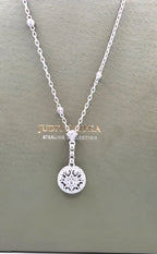 Judith Ripka 925 Sterling Silver CZ Medallion Pendant Necklace 21"