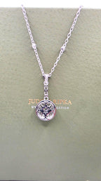 Judith Ripka 925 Sterling Silver CZ Medallion Pendant Necklace 21"