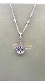 Judith Ripka 925 Sterling Silver CZ Medallion Pendant Necklace 21"