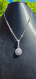 Judith Ripka 925 Sterling Silver CZ Medallion Pendant Necklace 21"