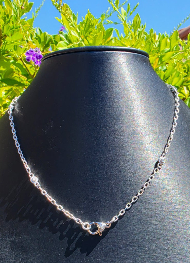 Judith Ripka 925 Sterling Silver CZ Medallion Pendant Necklace 21"