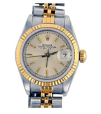 Ladies Rolex Datejust Two Tone Tuxedo Dial Watch Ref 69173  26mm
