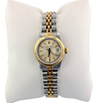 Ladies Rolex Datejust Two Tone Tuxedo Dial Watch Ref 69173  26mm