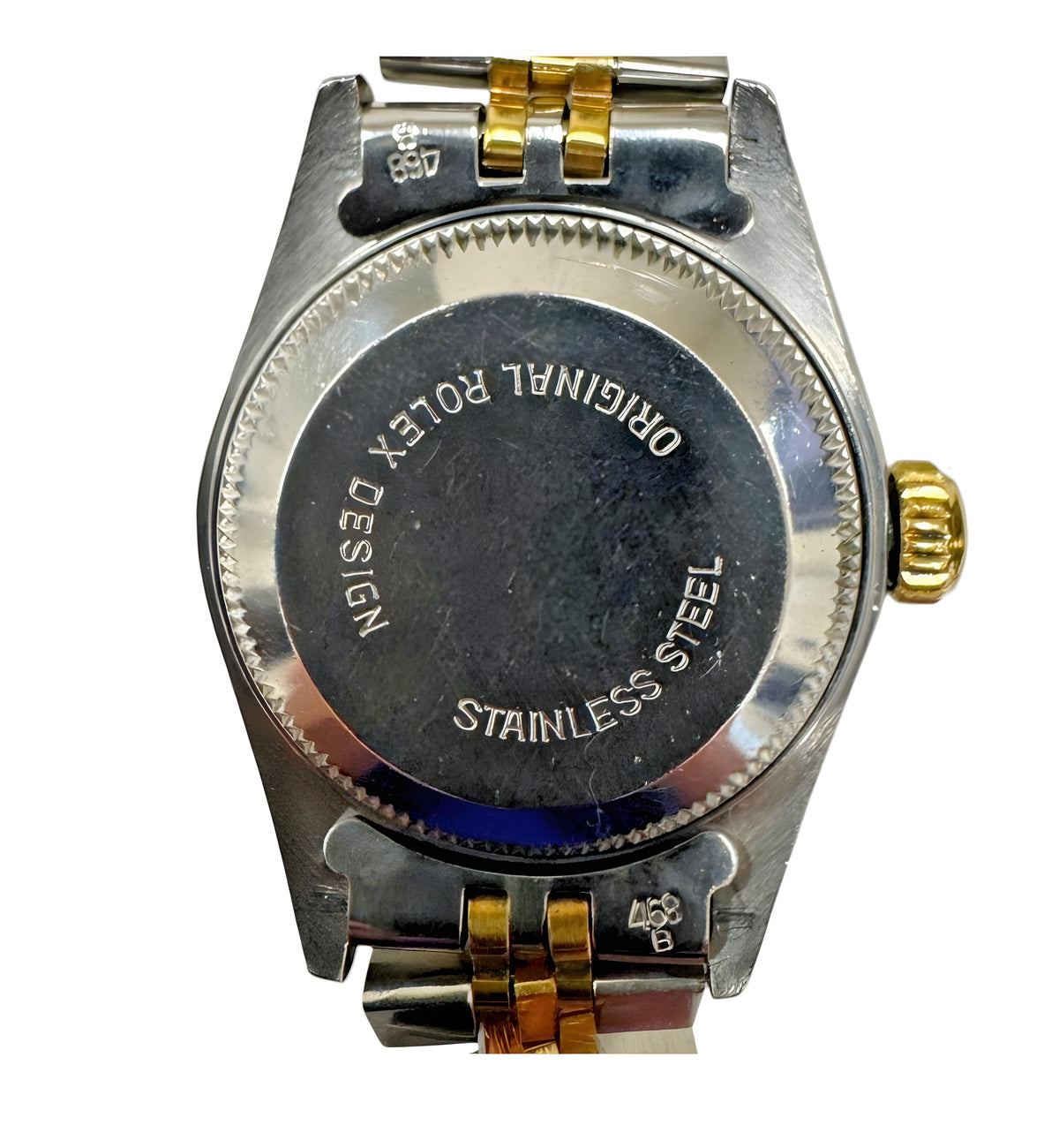 Ladies Rolex Datejust Two Tone Tuxedo Dial Watch Ref 69173  26mm