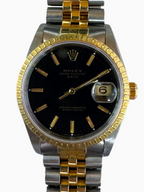Rolex Oyster Perpetual Datejust 15223 34mm Two-Tone Steel 18K Gold Black Dial