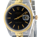 Rolex Oyster Perpetual Datejust 15223 34mm Two-Tone Steel 18K Gold Black Dial