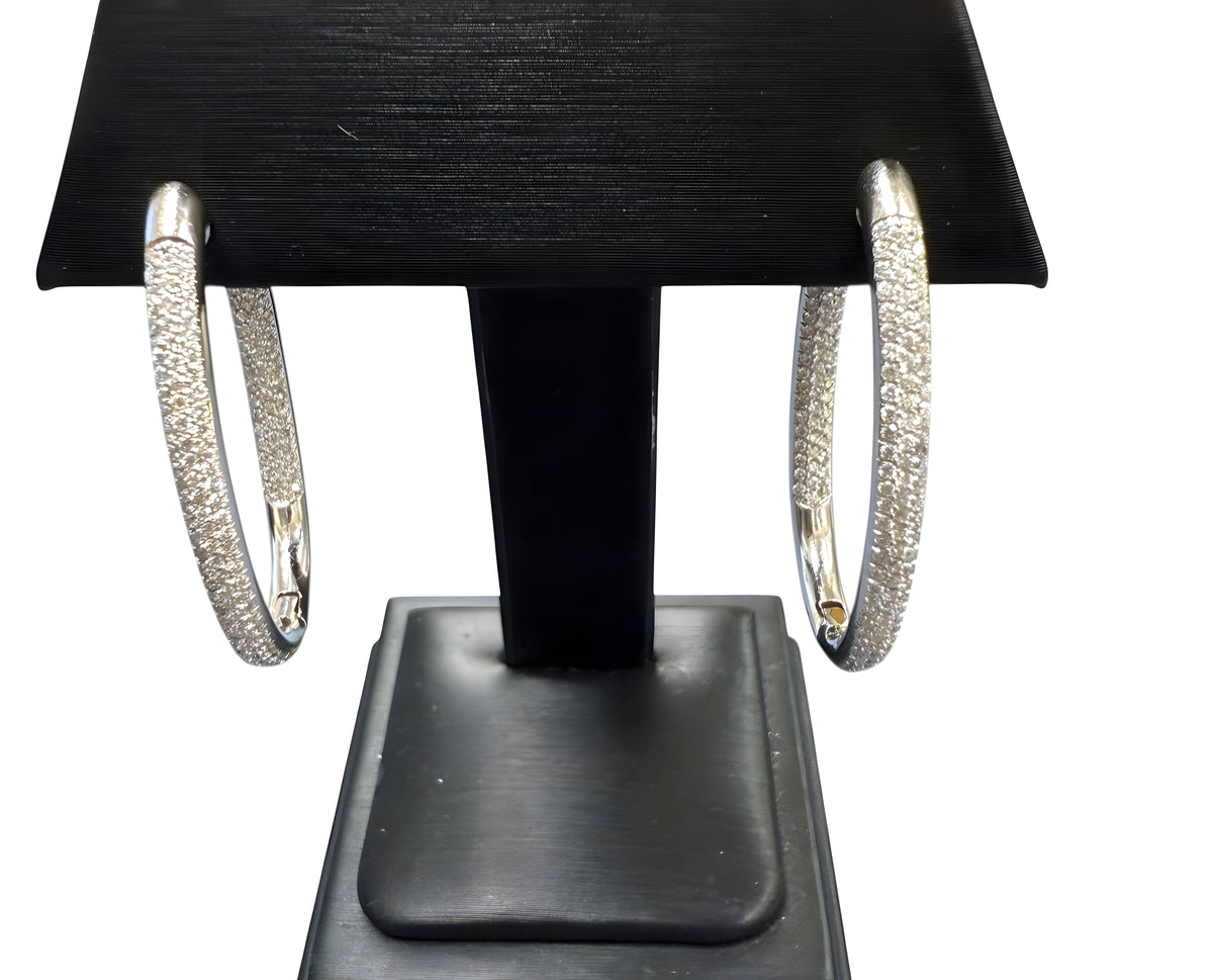 18kt White Gold Diamond 1.25” Drop Earrings
