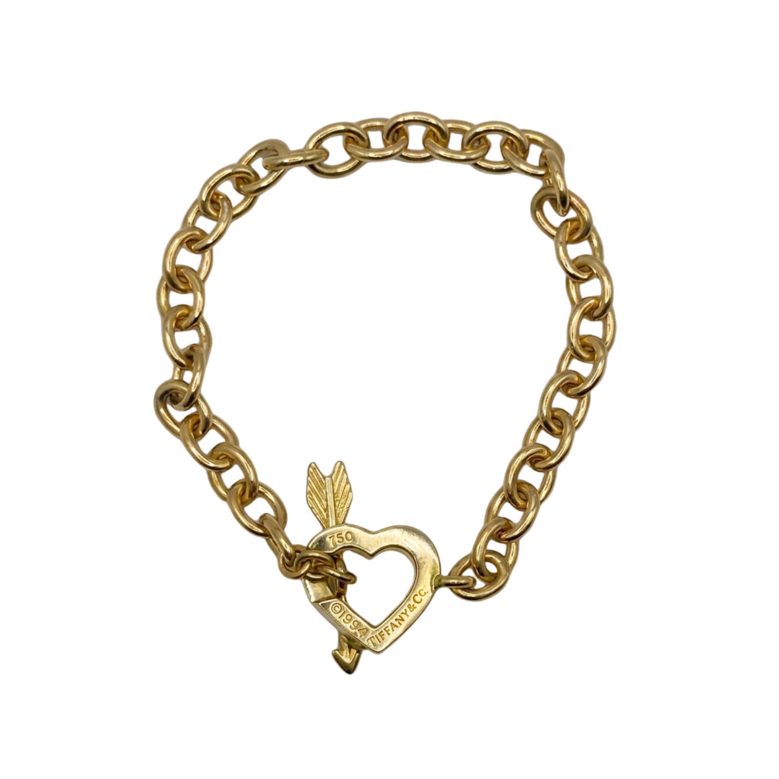 Tiffany & Co. Cupid's Bracelet Arrow Heart 18K Gold Toggle Clasp