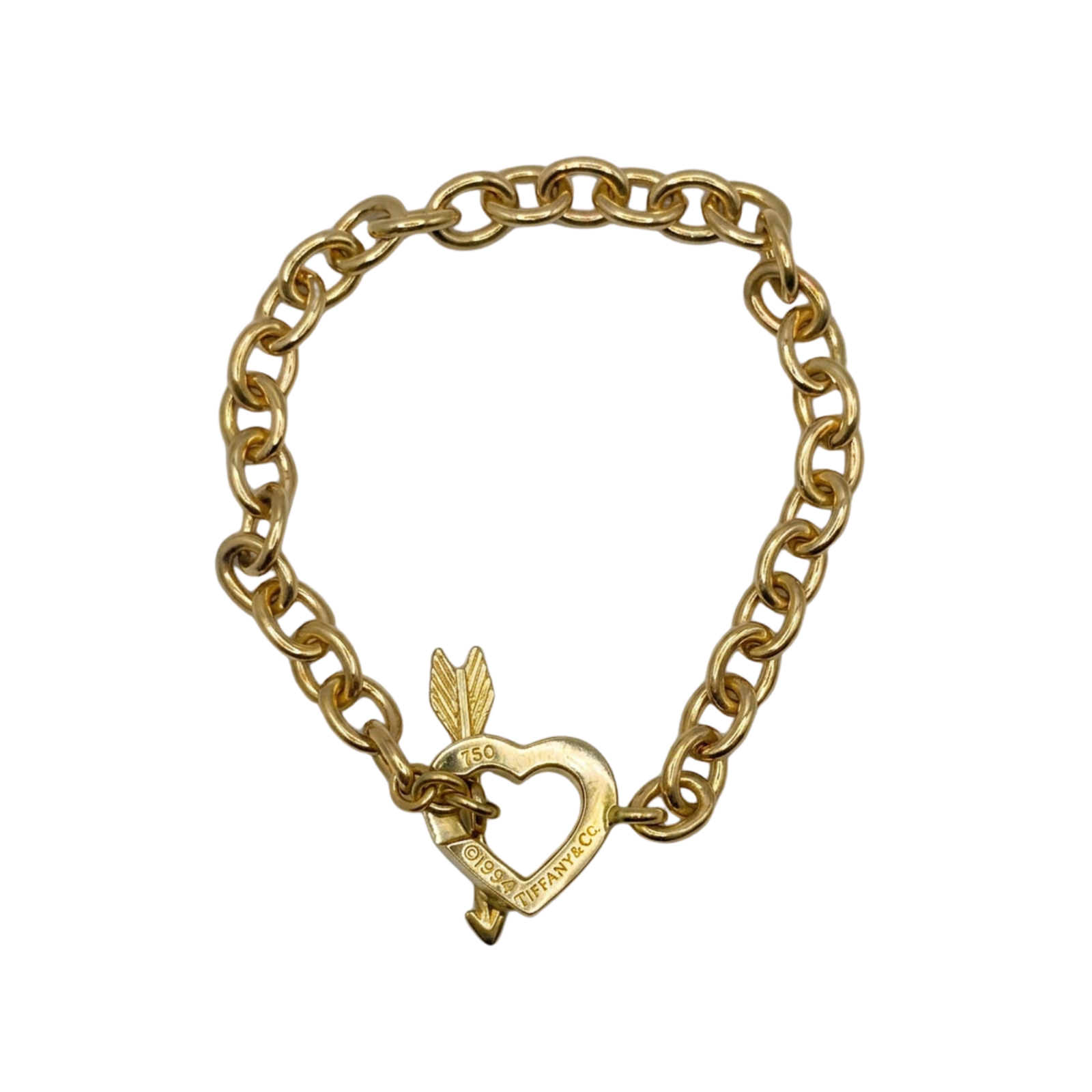 Tiffany & Co. Cupid's Bracelet Arrow Heart 18K Gold Toggle Clasp