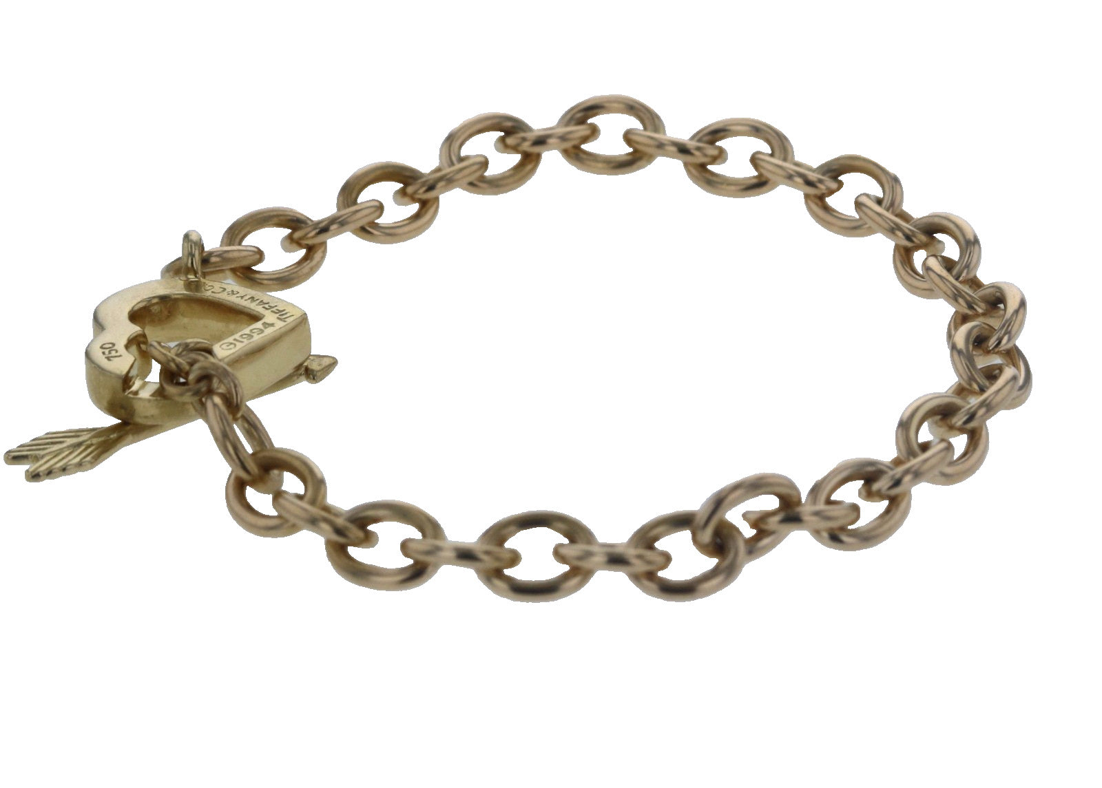 Tiffany & Co. Cupid's Bracelet Arrow Heart 18K Gold Toggle Clasp