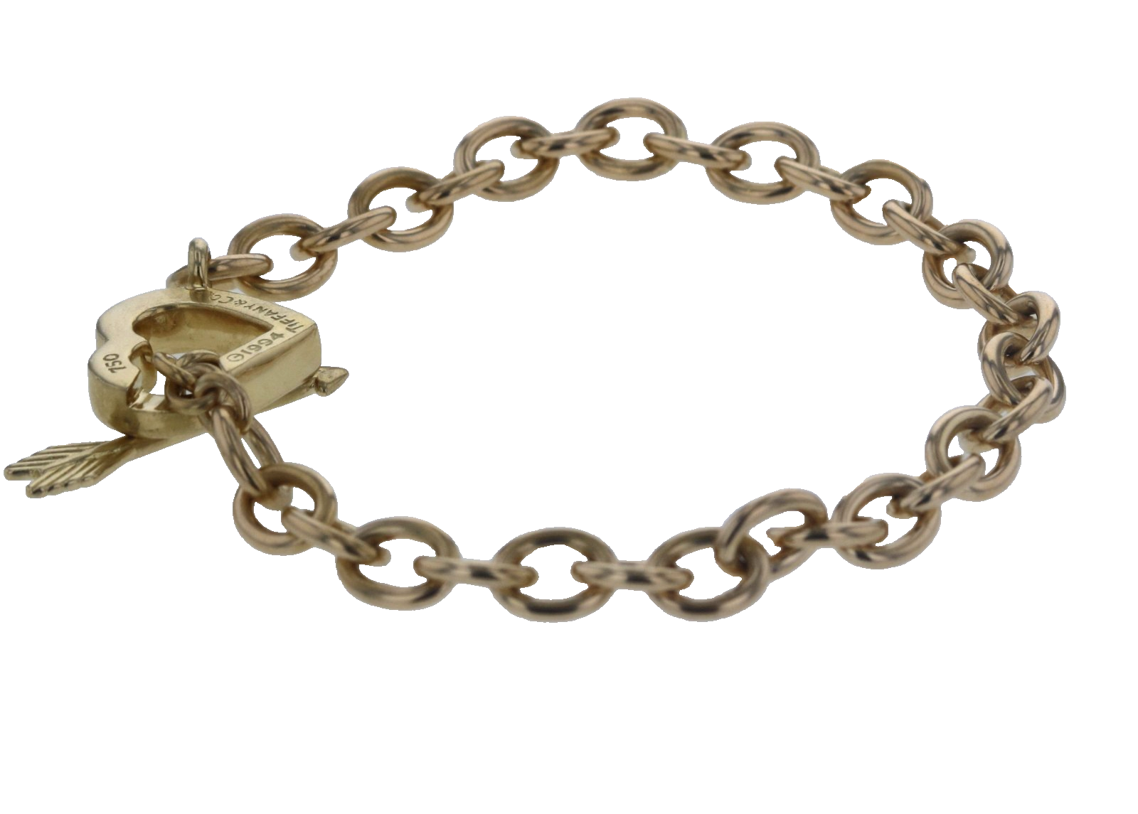 Tiffany & Co. Cupid's Bracelet Arrow Heart 18K Gold Toggle Clasp