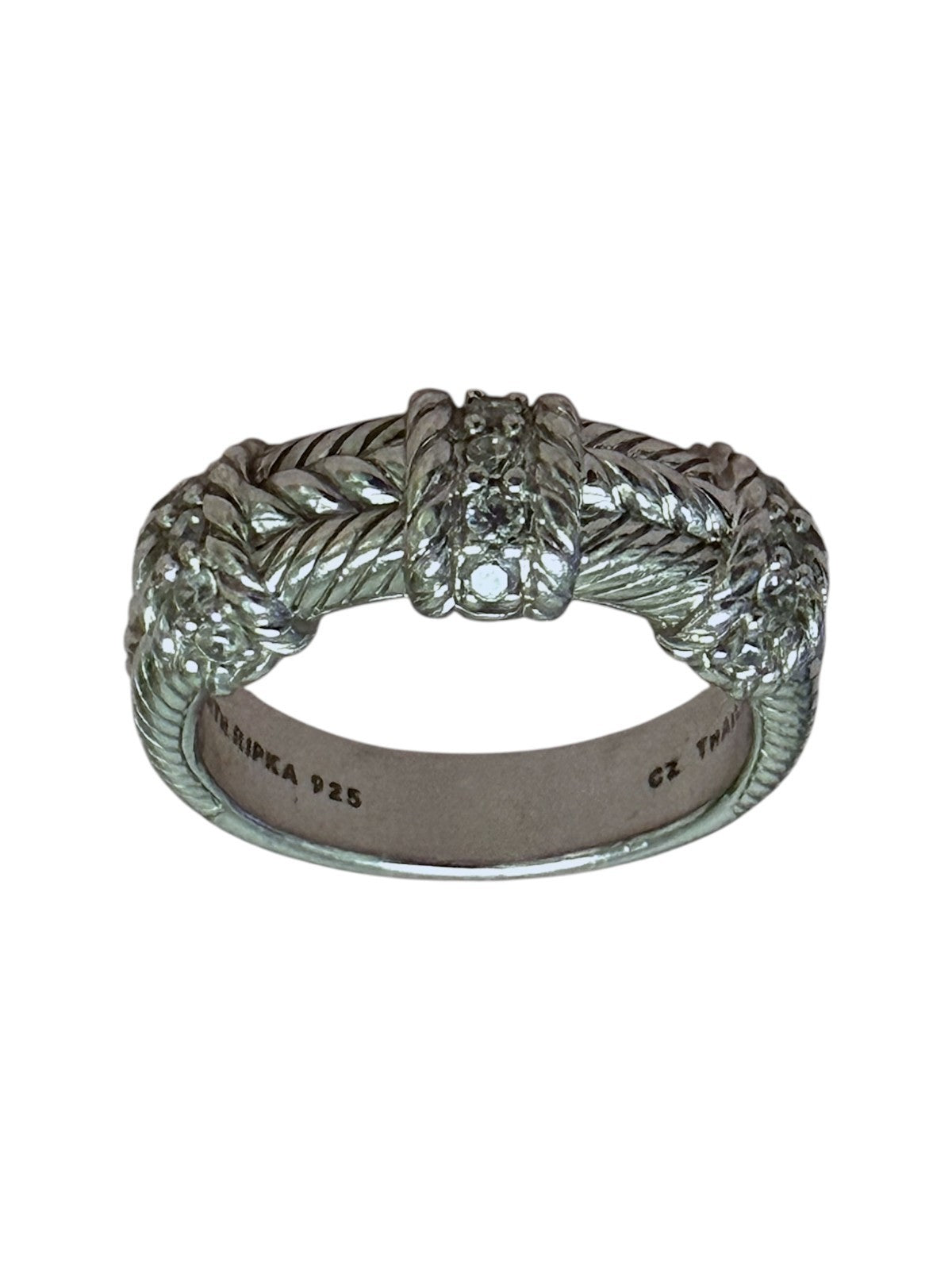 Judith Ripka 925 Sterling Silver Rope CZ Band Ring 8.8g Size 9
