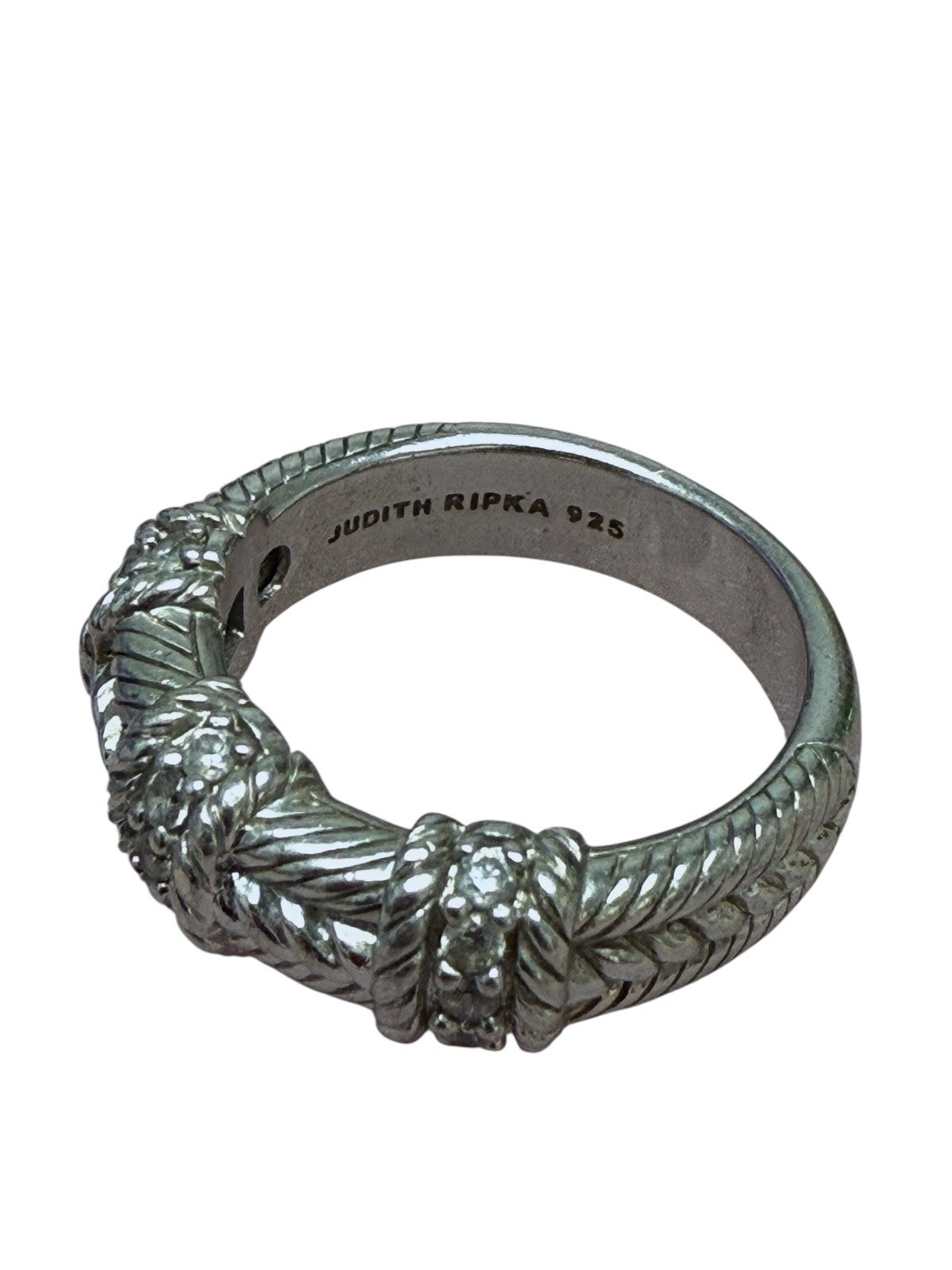 Judith Ripka 925 Sterling Silver Rope CZ Band Ring 8.8g Size 9