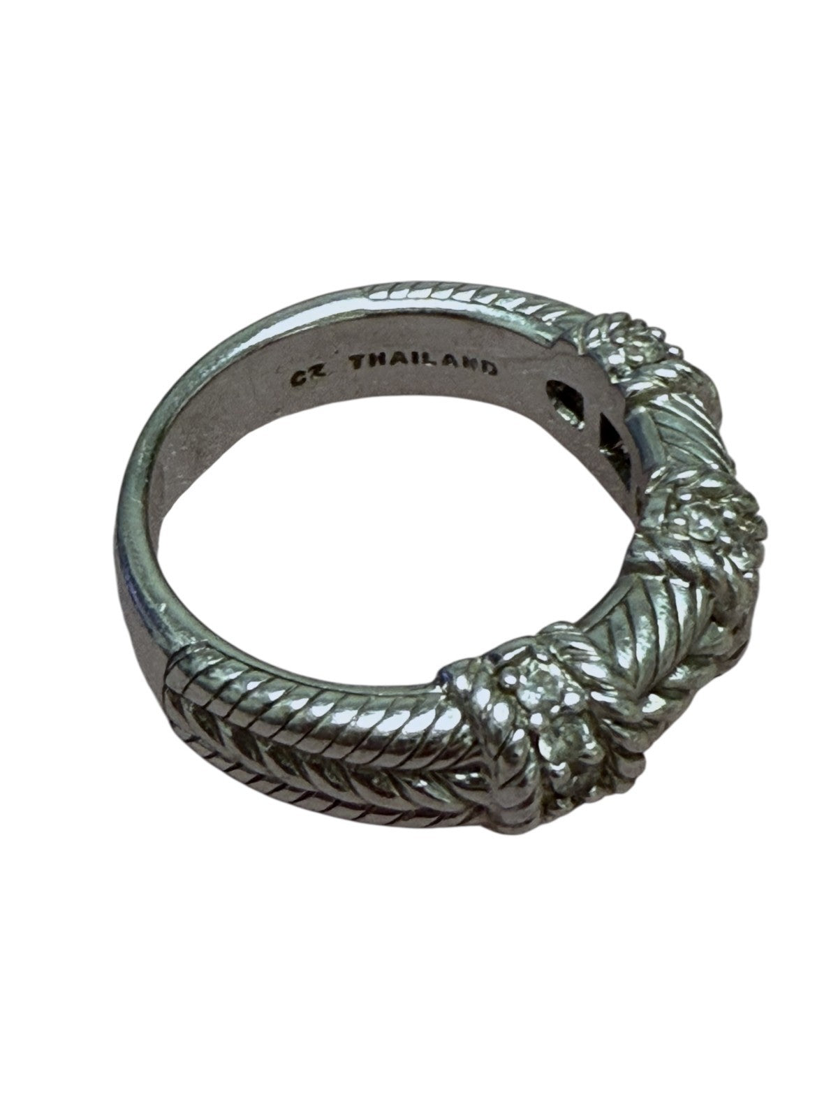 Judith Ripka 925 Sterling Silver Rope CZ Band Ring 8.8g Size 9