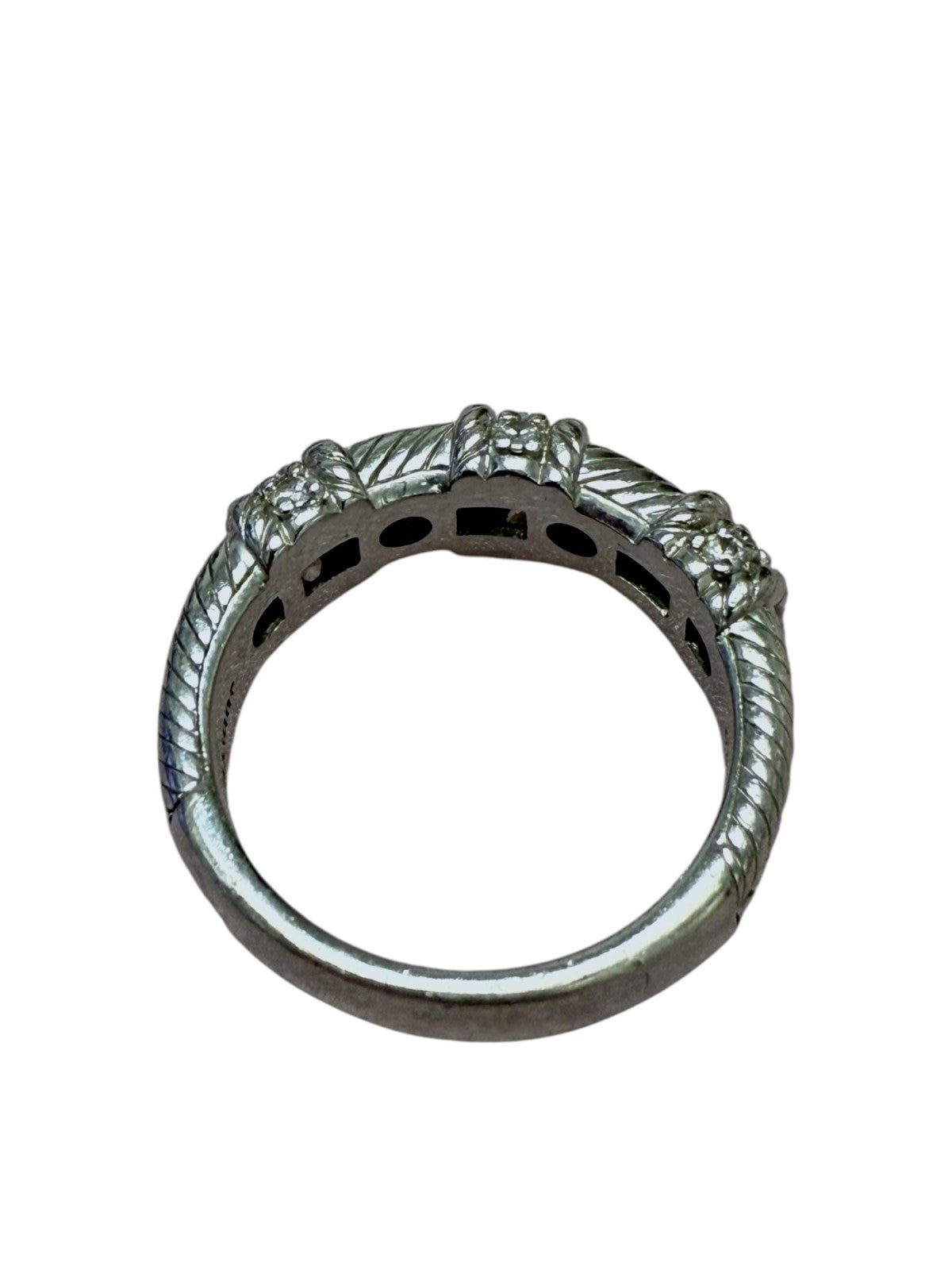 Judith Ripka 925 Sterling Silver Rope CZ Band Ring 8.8g Size 9