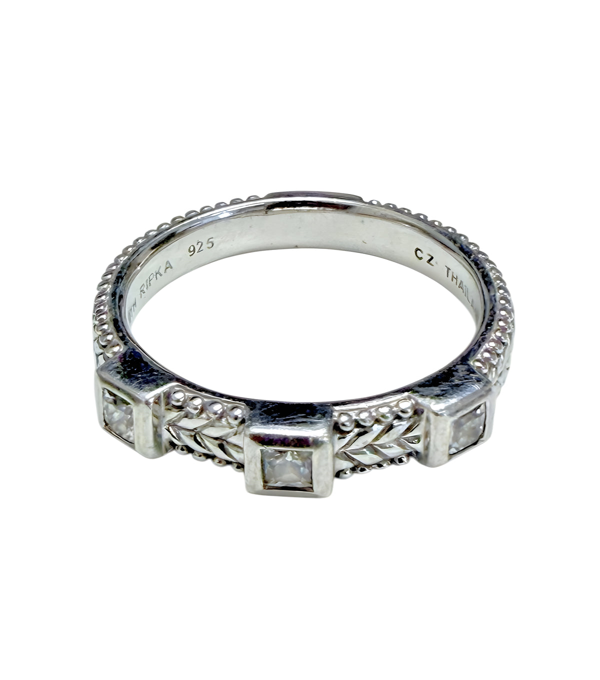 Judith Ripka 925 Sterling Silver CZ Braided Band Ring Size 10, 5.4g
