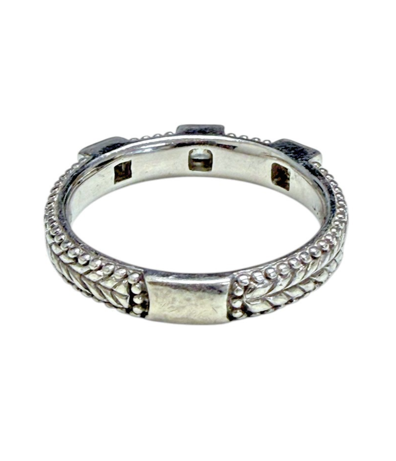 Judith Ripka 925 Sterling Silver CZ Braided Band Ring Size 10, 5.4g