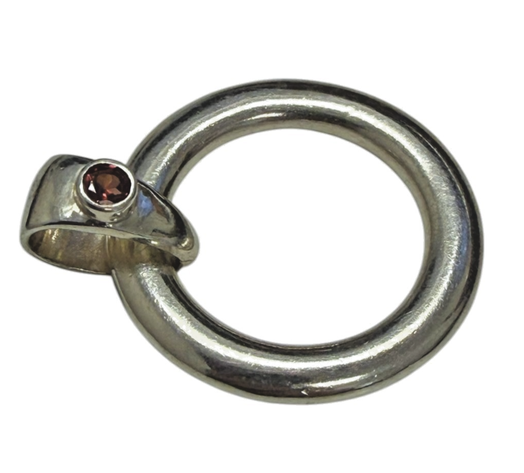 Judith Ripka 925 Sterling Silver Gemstone Charm Ring Size 8 Modern Design