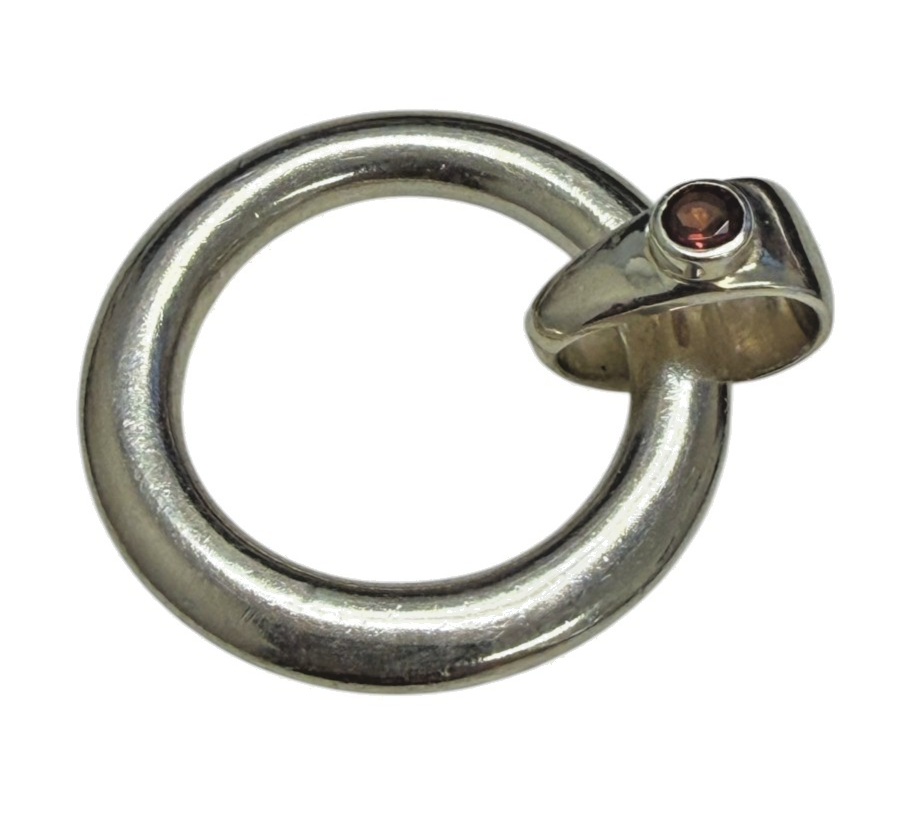 Judith Ripka 925 Sterling Silver Gemstone Charm Ring Size 8 Modern Design