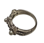 Judith Ripka 925 Sterling Silver Pearl Cable Ring Size 9