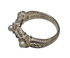 Judith Ripka 925 Sterling Silver Pearl Cable Ring Size 9