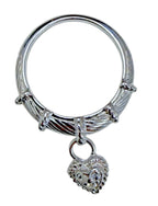 Judith Ripka 925 Sterling Silver CZ Heart Charm Ring Size 10 Cable Band