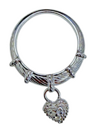 Judith Ripka 925 Sterling Silver CZ Heart Charm Ring Size 10 Cable Band
