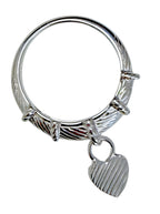 Judith Ripka 925 Sterling Silver CZ Heart Charm Ring Size 10 Cable Band