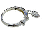 Judith Ripka 925 Sterling Silver CZ Heart Charm Ring Size 10 Cable Band