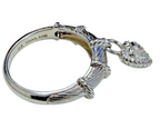 Judith Ripka 925 Sterling Silver CZ Heart Charm Ring Size 10 Cable Band