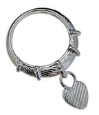 Judith Ripka 925 Sterling Silver CZ Heart Charm Ring Size 10 Cable Band