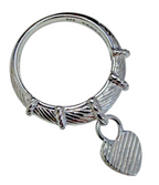 Judith Ripka 925 Sterling Silver CZ Heart Charm Ring Size 10 Cable Band