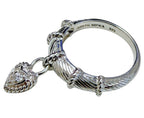 Judith Ripka 925 Sterling Silver CZ Heart Charm Ring Size 10 Cable Band
