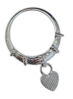 Judith Ripka 925 Sterling Silver CZ Heart Charm Ring Size 10 Cable Band