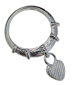 Judith Ripka 925 Sterling Silver CZ Heart Charm Ring Size 10 Cable Band