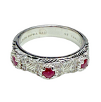 Judith Ripka 925 Sterling Silver Ruby Ring Size 9 Cable Bezel Designer