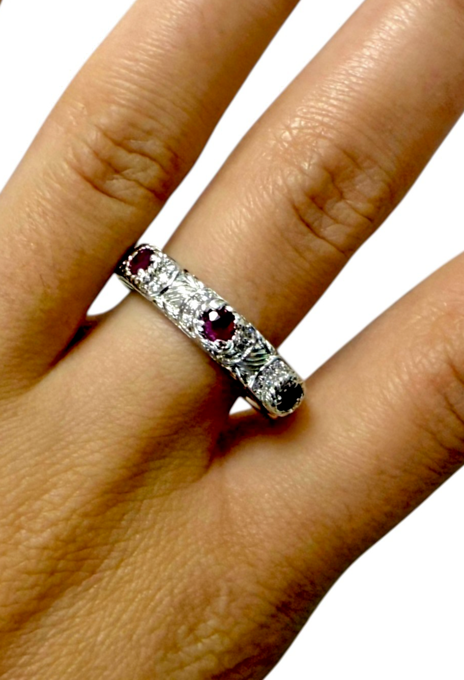 Judith Ripka 925 Sterling Silver Ruby Ring Size 9 Cable Bezel Designer