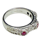 Judith Ripka 925 Sterling Silver Ruby Ring Size 9 Cable Bezel Designer
