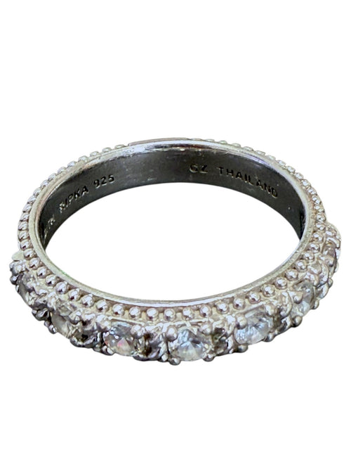 .Judith Ripka Sterling Silver 4.5m m Beaded Cable Stackable CZ Band Ring Size 10