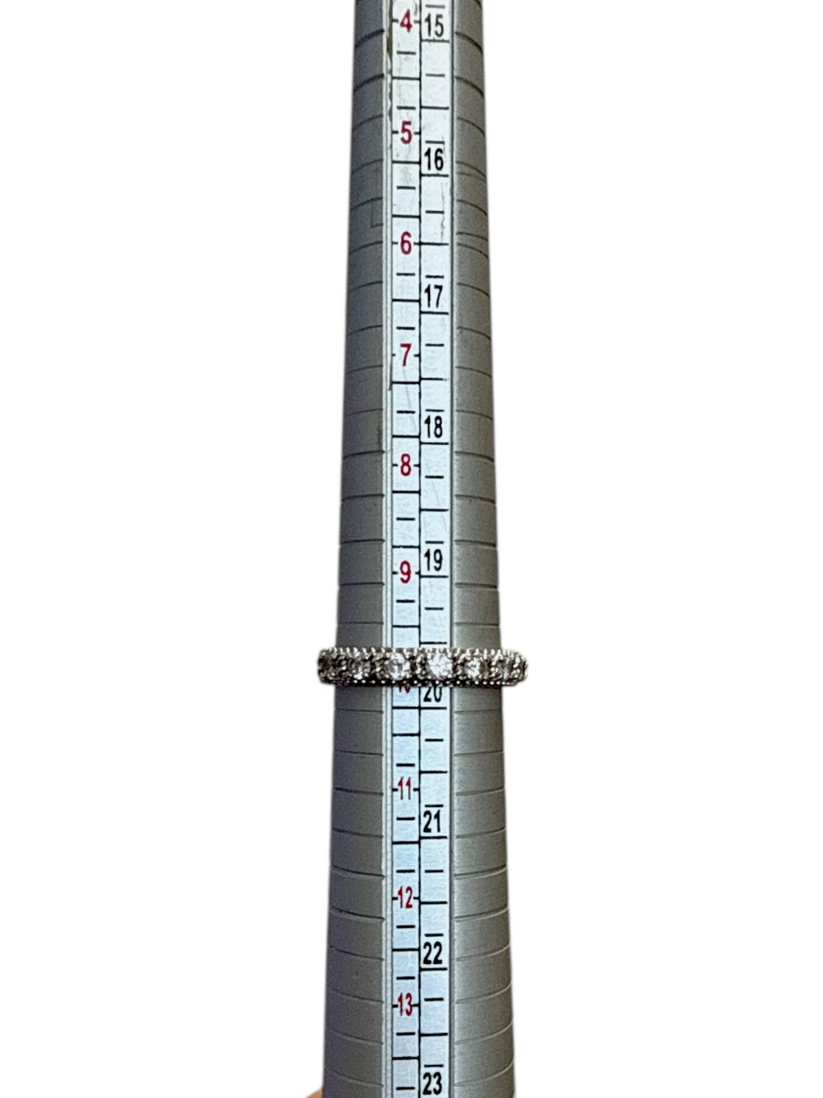 .Judith Ripka Sterling Silver 4.5m m Beaded Cable Stackable CZ Band Ring Size 10