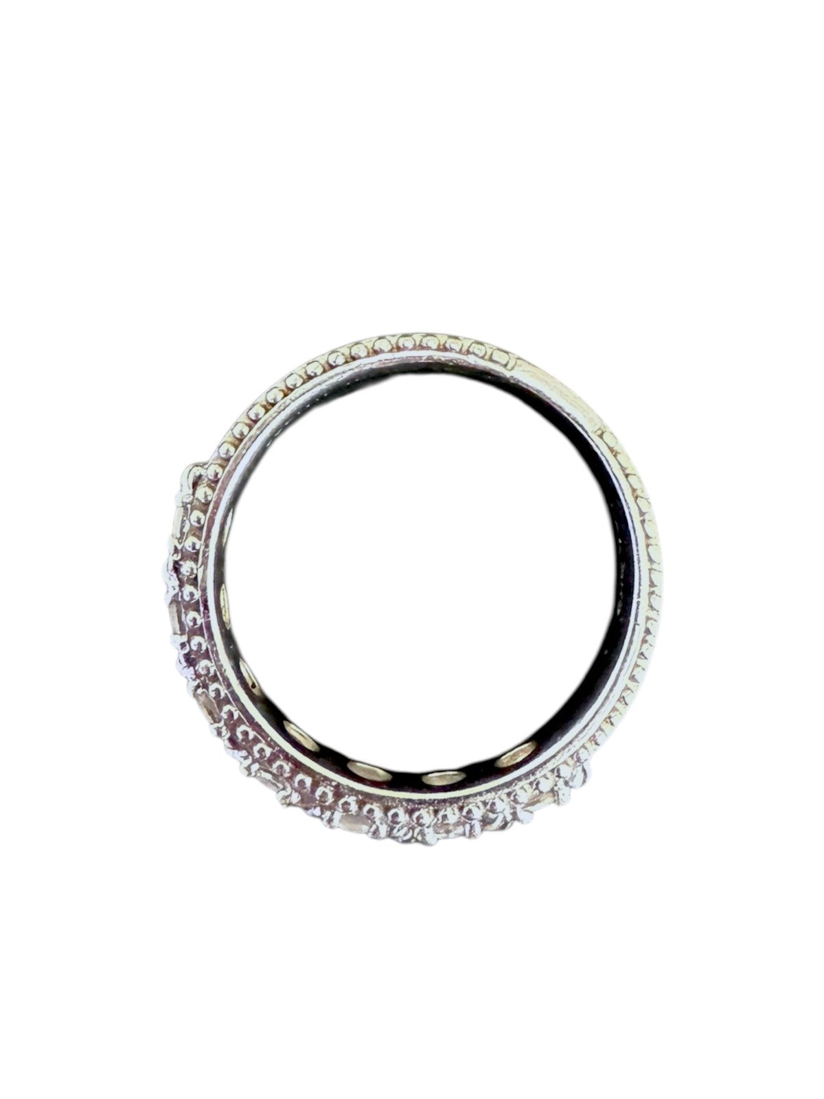 .Judith Ripka Sterling Silver 4.5m m Beaded Cable Stackable CZ Band Ring Size 10