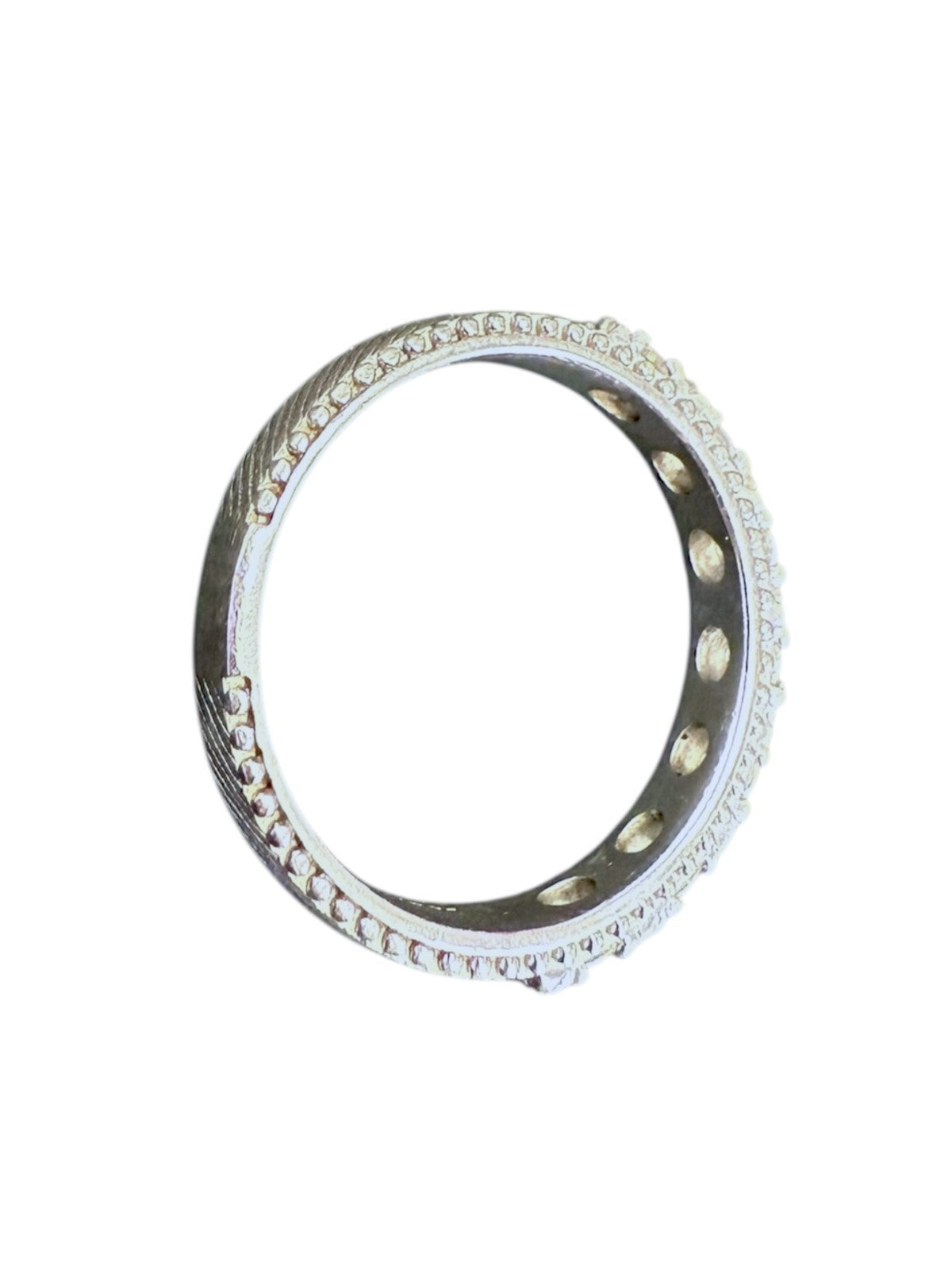 .Judith Ripka Sterling Silver 4.5m m Beaded Cable Stackable CZ Band Ring Size 10