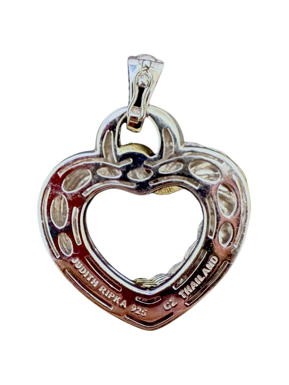 Judith Ripka 925 Sterling Silver Heart Enhancer Pendant CZ Accents 19.5g