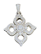 Judith Ripka 925 Sterling Silver Pave CZ Flower Pendant – 14g – 34mm Stateme