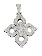 Judith Ripka 925 Sterling Silver Pave CZ Flower Pendant – 14g – 34mm Statement