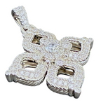 Judith Ripka 925 Sterling Silver Pave CZ Flower Pendant – 14g – 34mm Statement